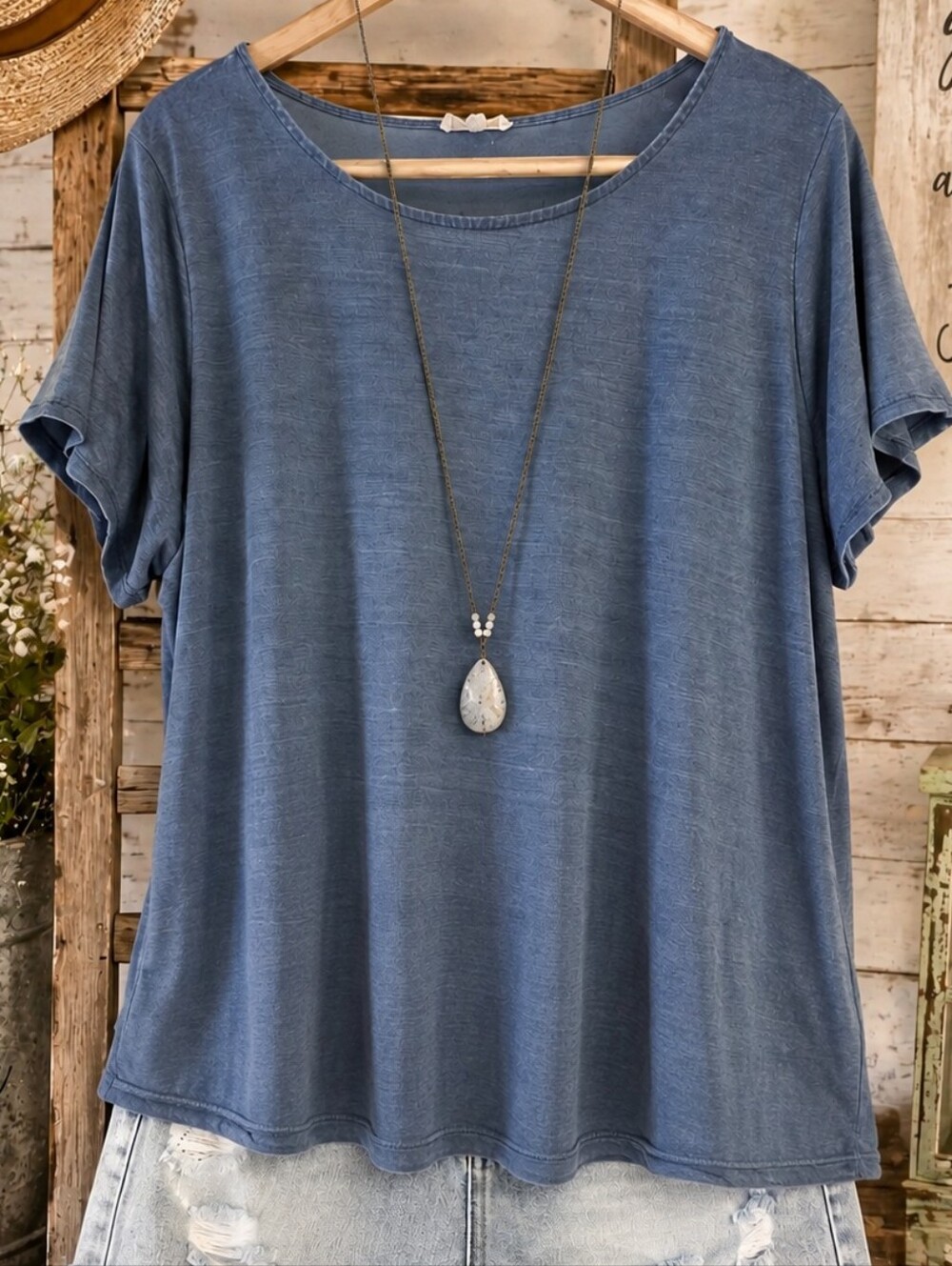Jane and Delancey 2X Blue Tencel Relaxed Tunic Top